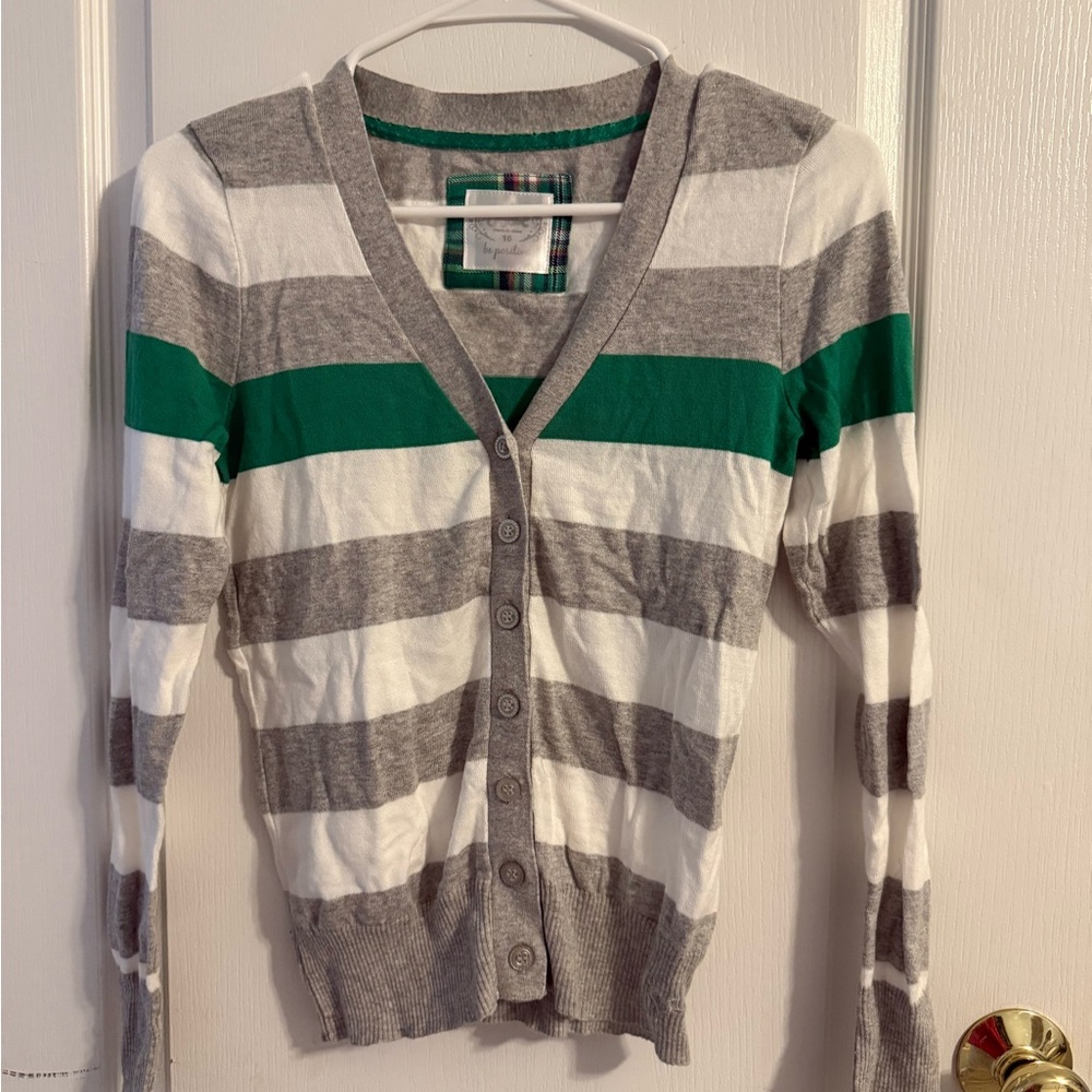 Justice Gray and Green Striped Cardigan